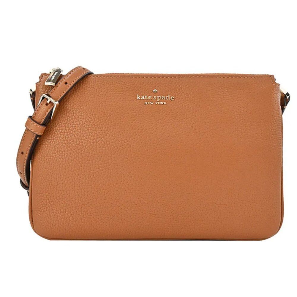 Kate Spade New York Pebbled Leather Crossbody Clutch Bag Warm Gingerbread